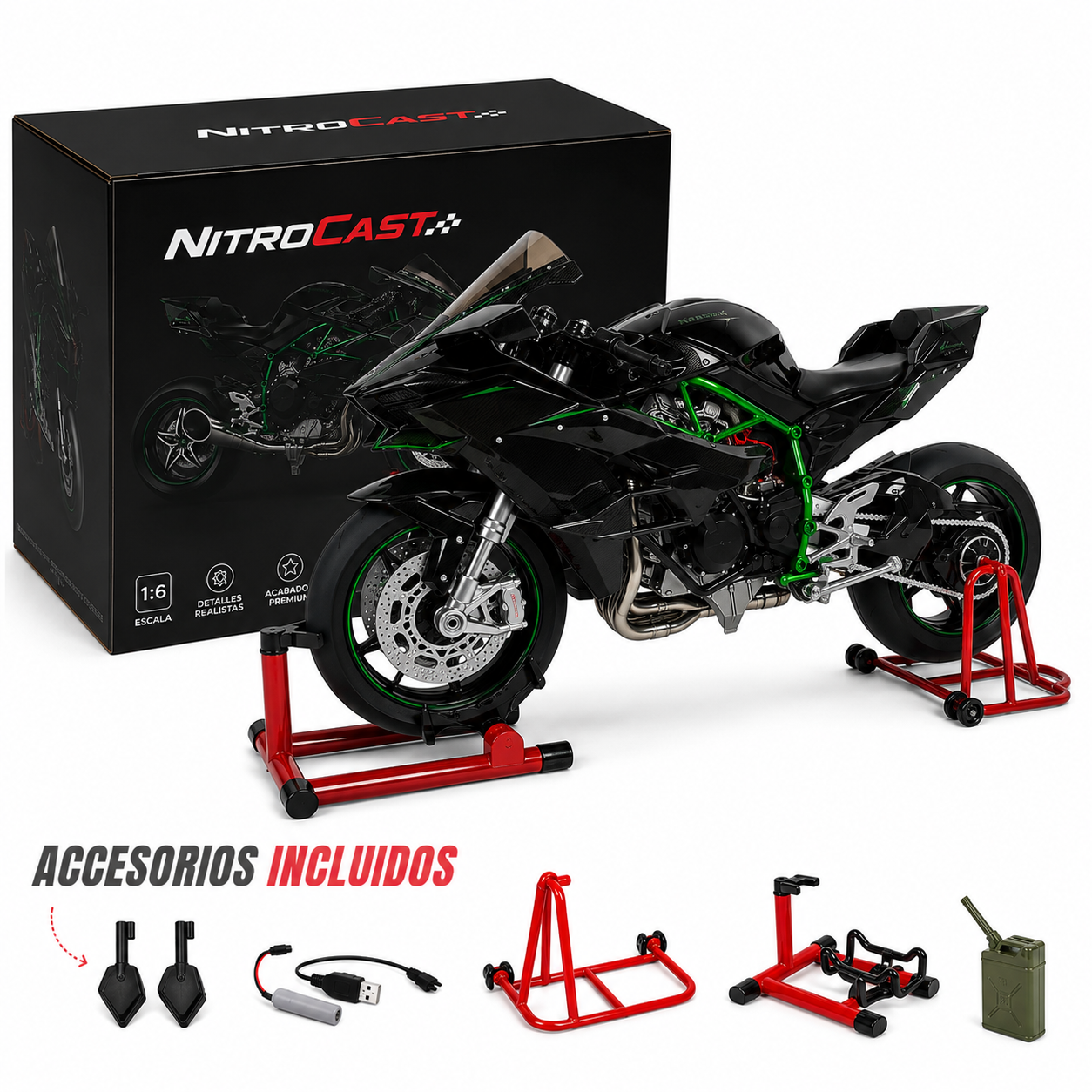 1:6 Kawasaki Ninja H2R - Con humo